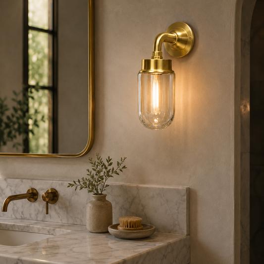 Paston ~ Bulkhead Outdoor & Bathroom Sconce Wall Light Solid Brass | 11.5 Inch