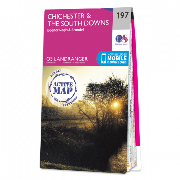 OS Landranger Active Map - Chichester & the South Downs (197)