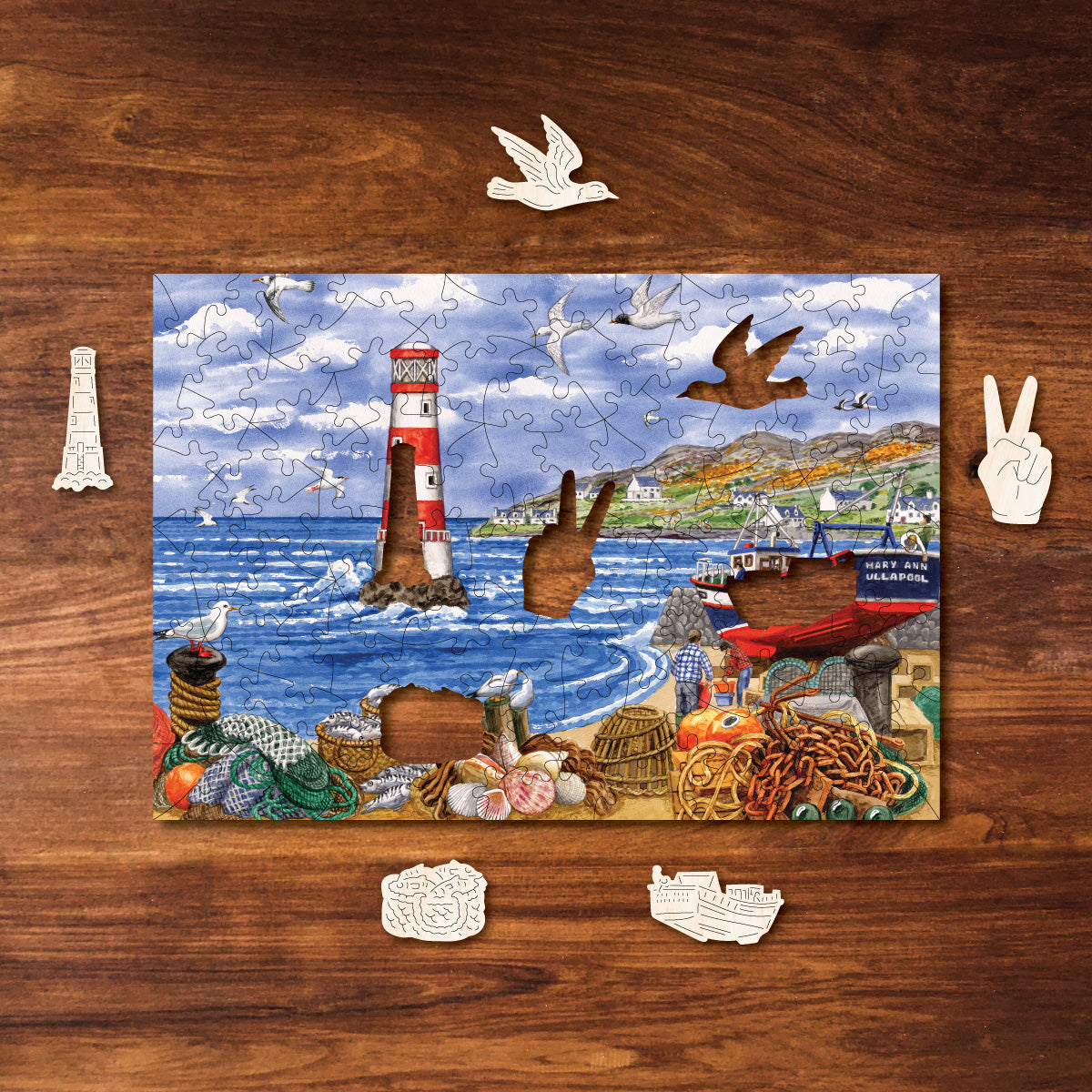 Fishing Boat & Harbour MINI QT Victory Wooden Puzzles