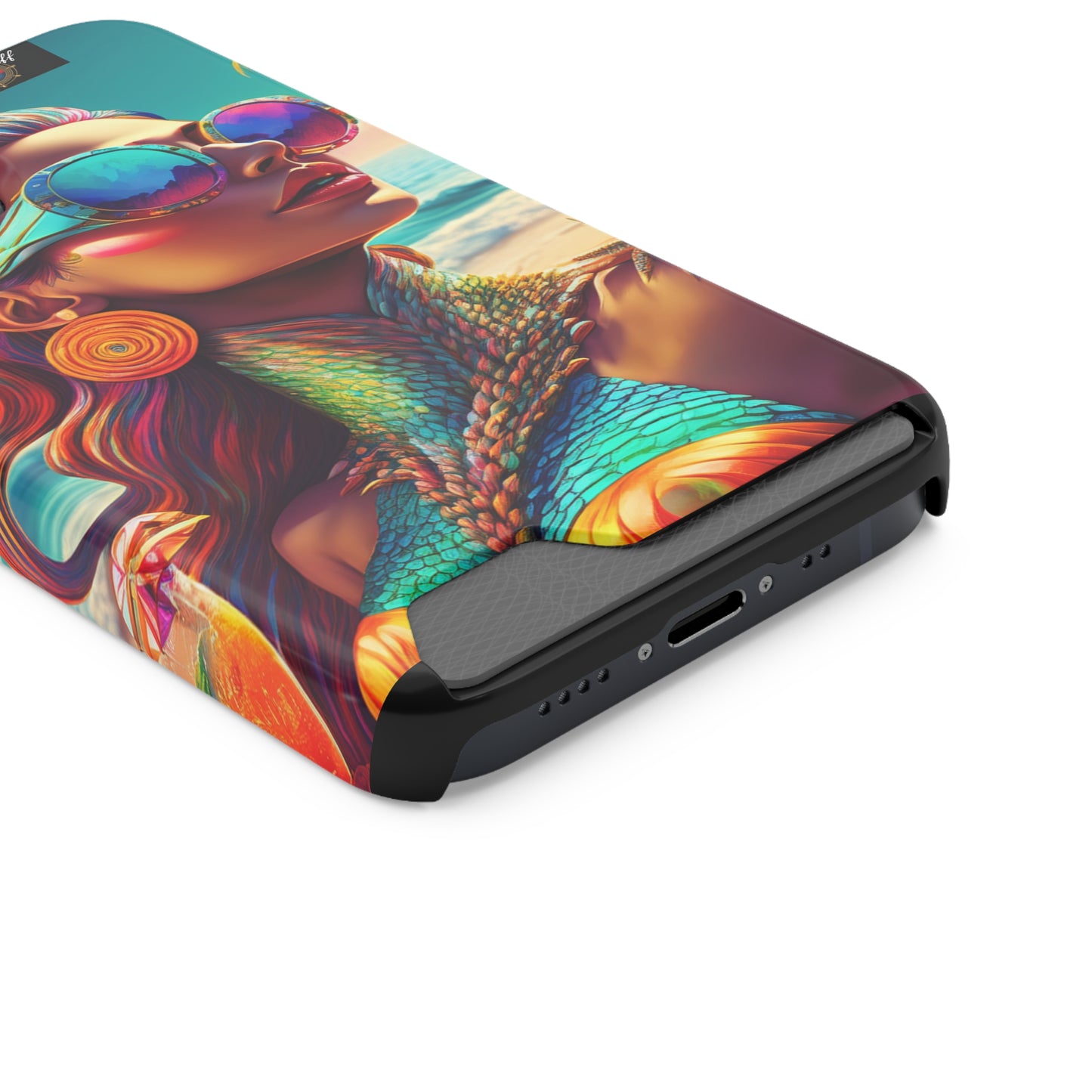 Vibrant Mermaid Phone Case with Card Holder - Beach Lover's Accessory