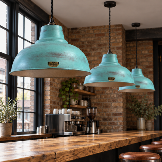 Salthouse XL - Copper Verdigris Patina Industrial Lampshade Pendant Light - 14.5 Inch