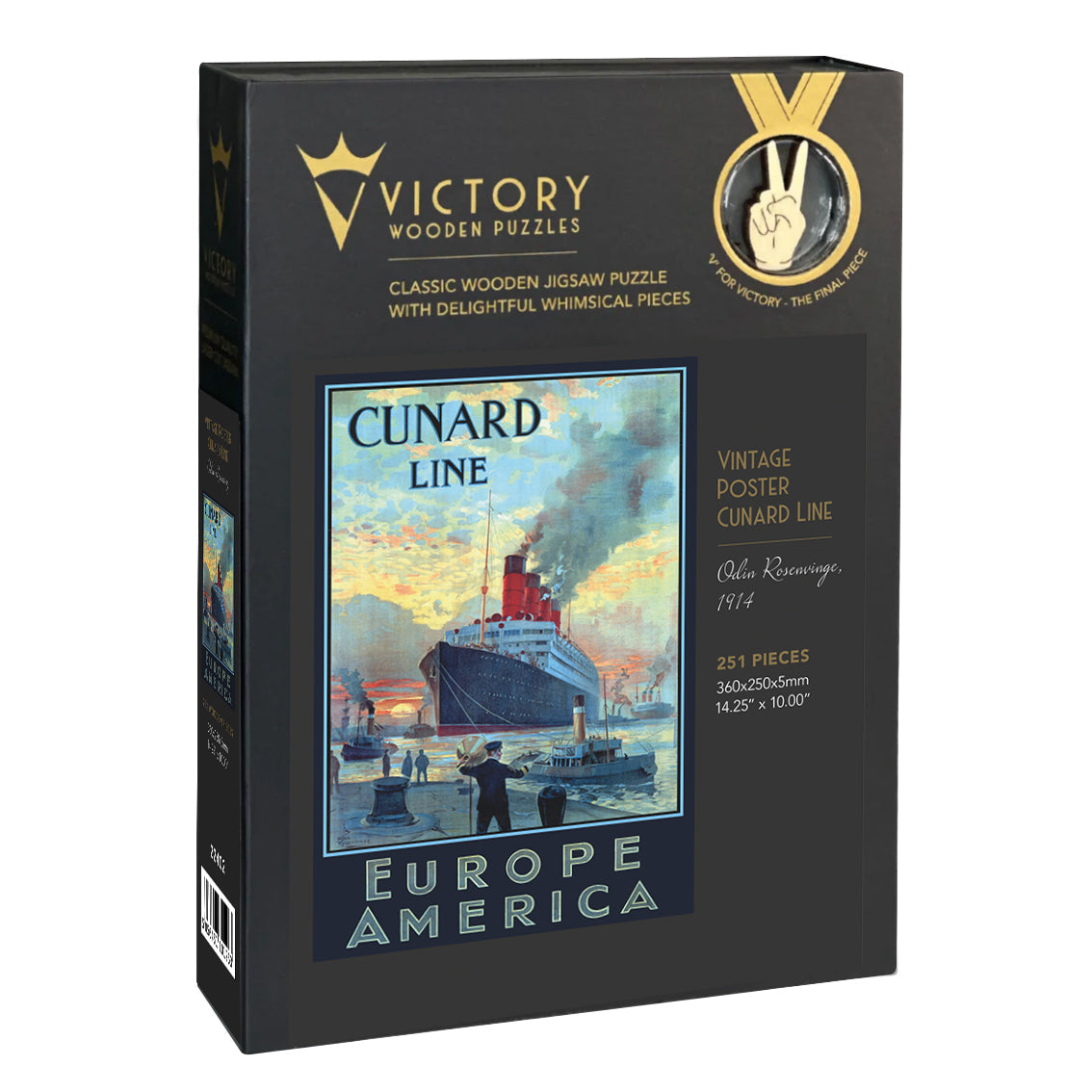 Vintage Poster - Cunard Line - Victory Wooden Puzzles