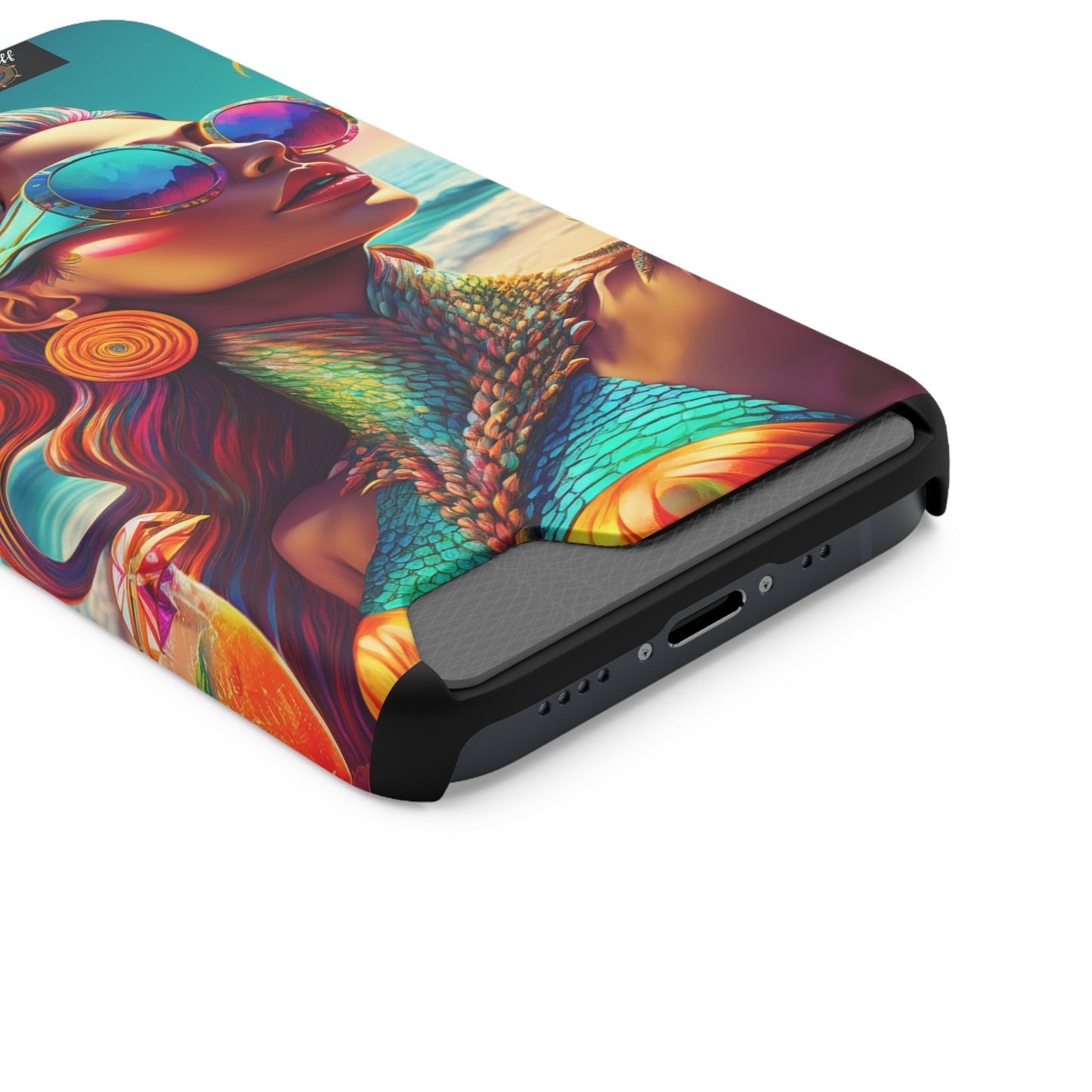 Vibrant Mermaid Phone Case with Card Holder - Beach Lover's Accessory