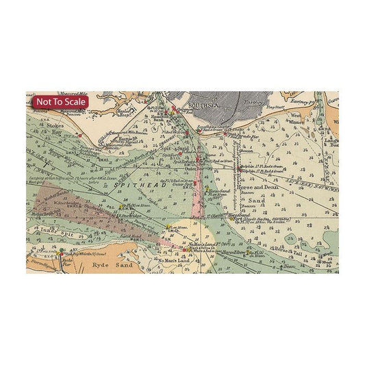 ES24 Stanford's Chart of the Solent, Spithead and Southampton Water (1936) - Original Size Wall Map, Paper