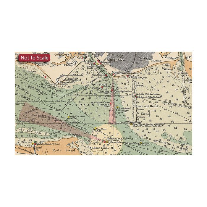 ES24 Stanford's Chart of the Solent, Spithead and Southampton Water (1936) - Original Size Wall Map, Paper