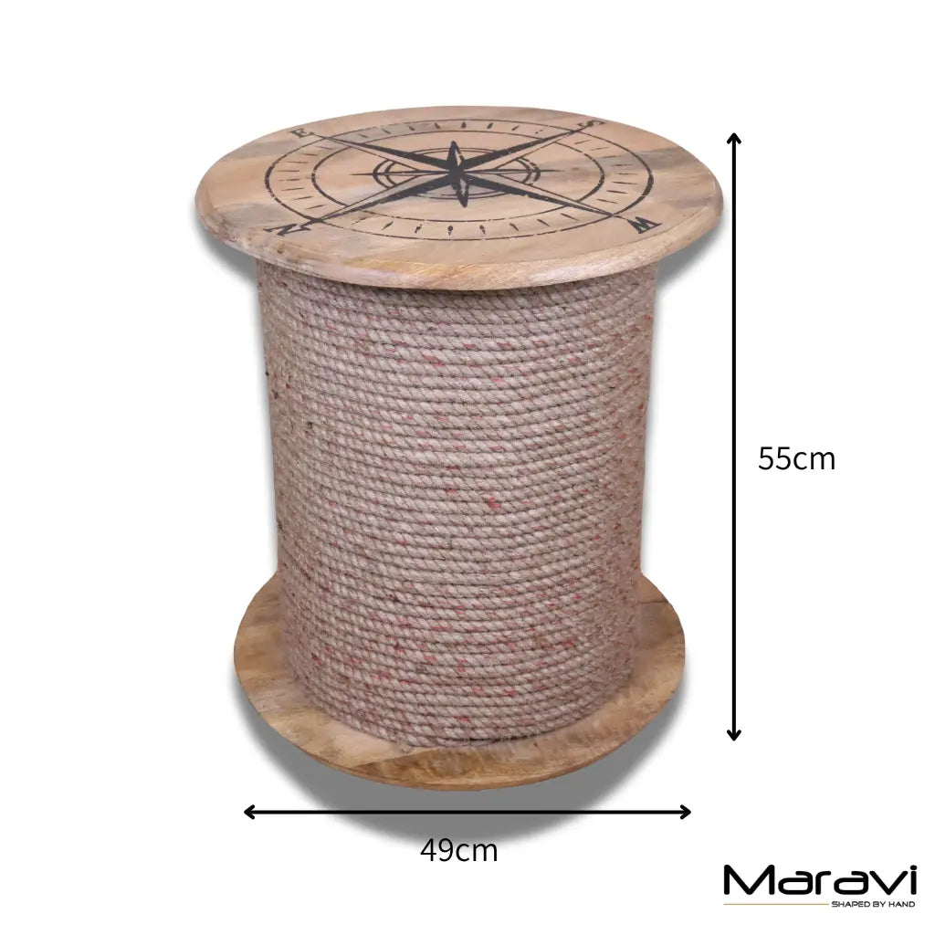 Noreya Rope Reel Nautical Table Compass Top