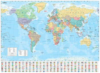Collins World Wall Laminated Map