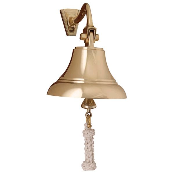 6-Inch Brass Bell With White Monkey's Fist Lanyard