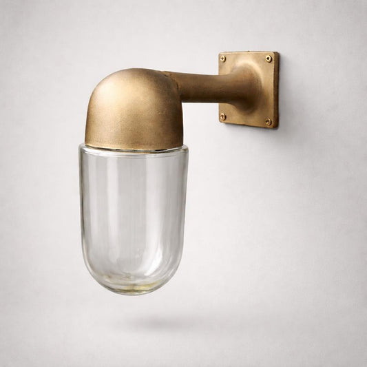 Langham ~ Raw Antique Brass Bulkhead Outdoor & Bathroom Sconce Wall Light | Cast Aluminium | Inch