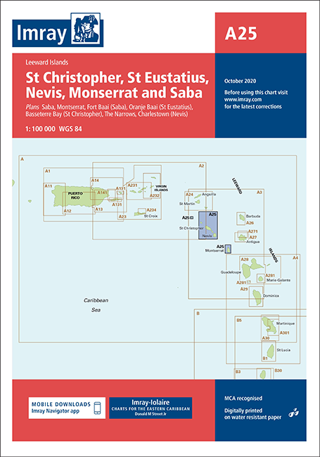 A25 St Eustatius, St Christopher, Nevis, Monserrat & Saba (Imray Chart)