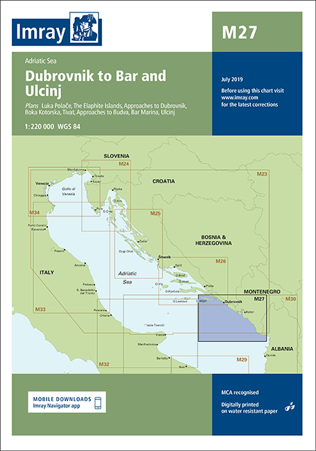 M27 Dubrovnik to Bar and Ulcinj (Imray Chart)