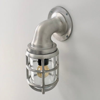 Beachamwell ~ Raw Cast Pewter Bulkhead Outdoor & Bathroom Sconce Wall Light ~ 10.5 Inch
