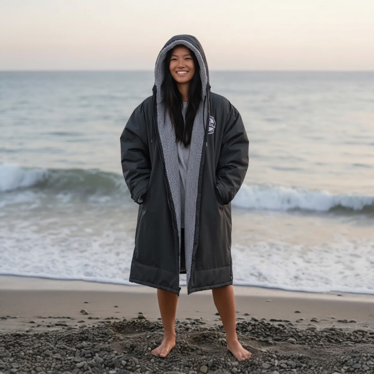 FREE BEANIE | Recycled Fleece Changing Robe “FatWrap” | Waterproof |Beach | Swimming | Surfing | Coat