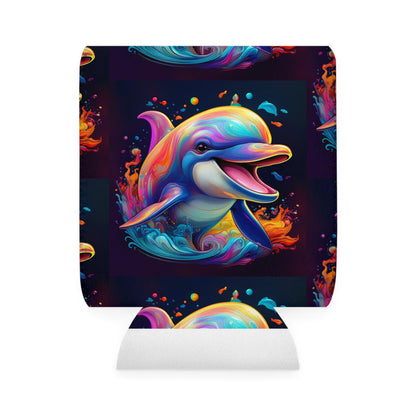 Colorful Dolphin Can Cooler Sleeve - Fun Beach Accessory for Summer
