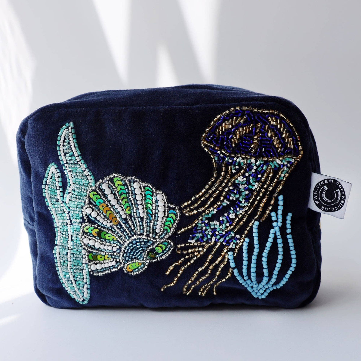 Velvet Beaded Jellyfish Cosmetic Bag