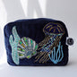 Velvet Beaded Jellyfish Cosmetic Bag