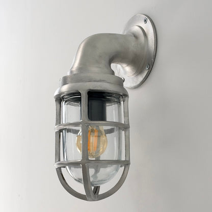 Beachamwell ~ Raw Cast Pewter Bulkhead Outdoor & Bathroom Sconce Wall Light ~ 10.5 Inch
