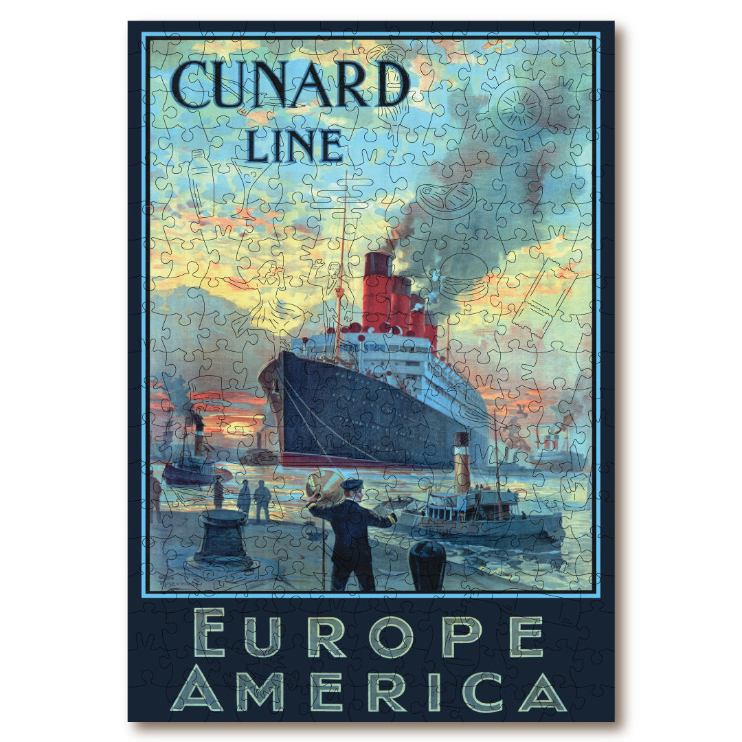 Vintage Poster - Cunard Line - Victory Wooden Puzzles