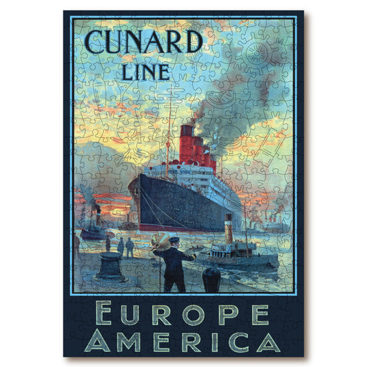 Vintage Poster - Cunard Line - Victory Wooden Puzzles