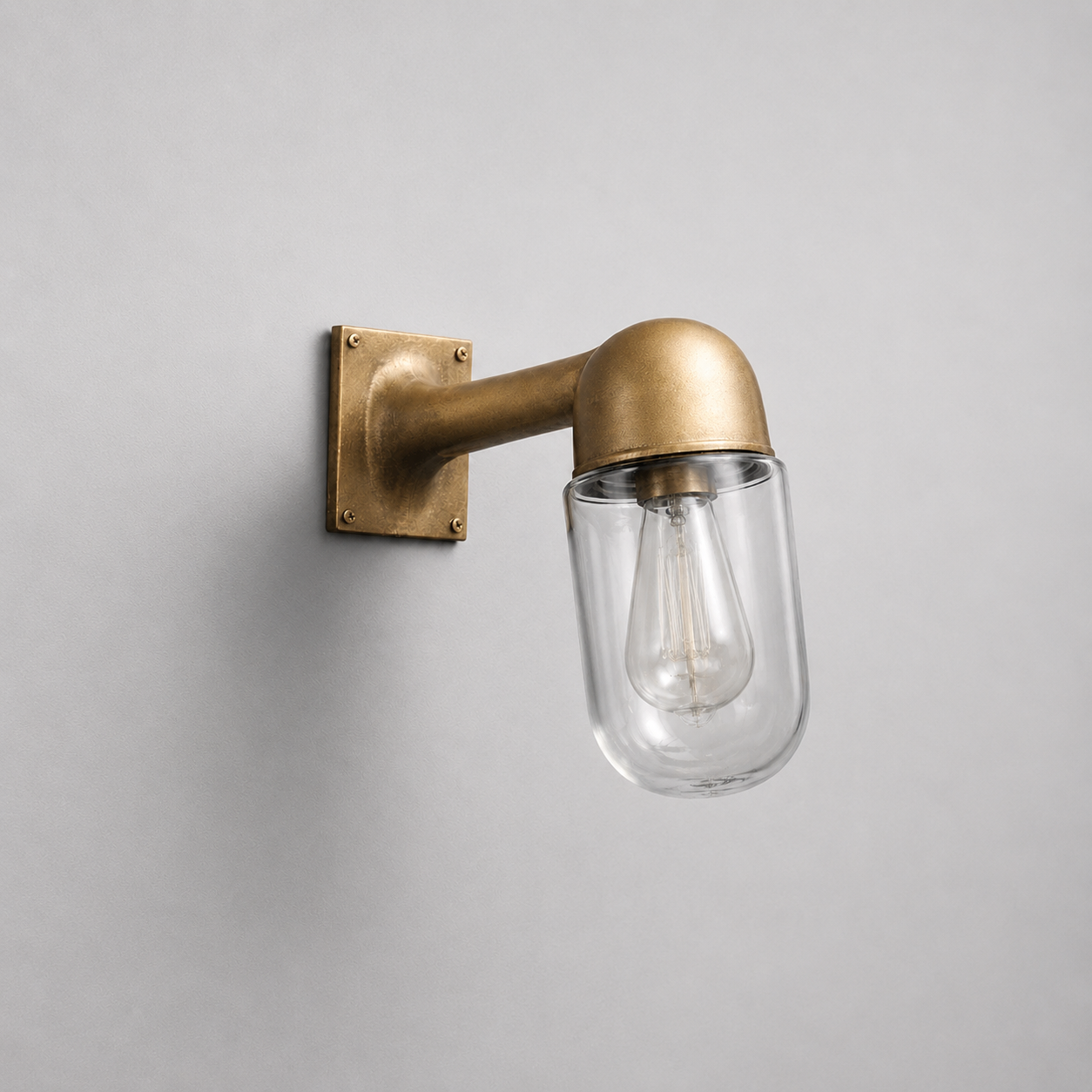 Langham ~ Raw Antique Brass Bulkhead Outdoor & Bathroom Sconce Wall Light | Cast Aluminium  |  Inch