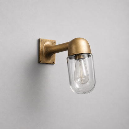 Langham ~ Raw Antique Brass Bulkhead Outdoor & Bathroom Sconce Wall Light | Cast Aluminium  |  Inch