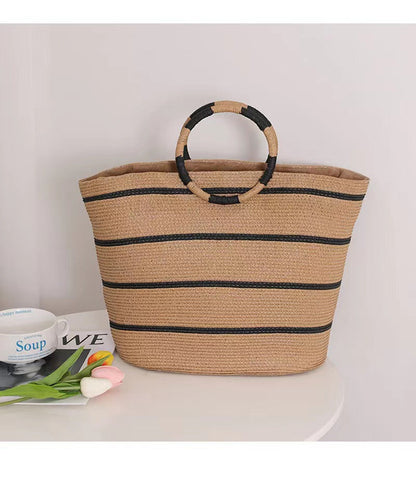 Large Capacity Round Early Woven Summer All-matching Woven Beach Bag Handbag