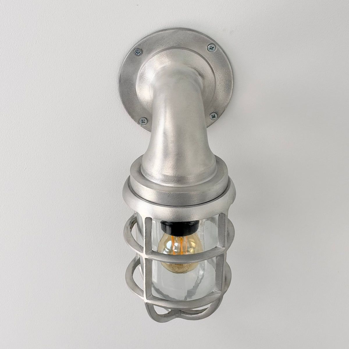 Beachamwell ~ Raw Cast Pewter Bulkhead Outdoor & Bathroom Sconce Wall Light ~ 10.5 Inch