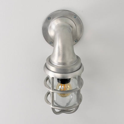 Beachamwell ~ Raw Cast Pewter Bulkhead Outdoor & Bathroom Sconce Wall Light ~ 10.5 Inch