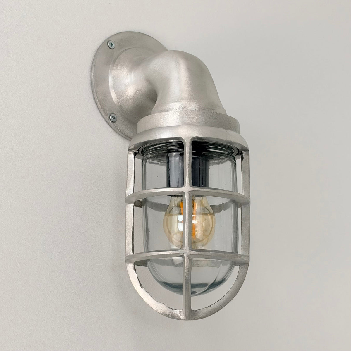 Beachamwell ~ Raw Cast Pewter Bulkhead Outdoor & Bathroom Sconce Wall Light ~ 10.5 Inch