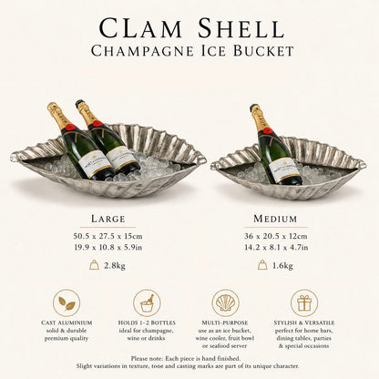 Clamshell Solid Cast Champagne Ice Bucket - Wine Cooler