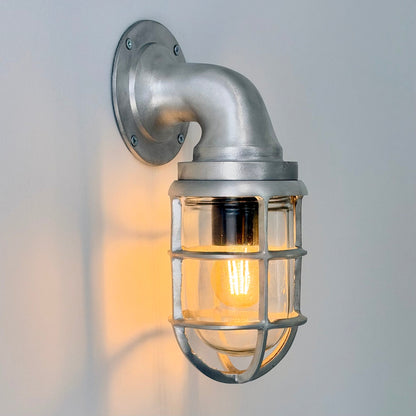 Beachamwell ~ Raw Cast Pewter Bulkhead Outdoor & Bathroom Sconce Wall Light ~ 10.5 Inch