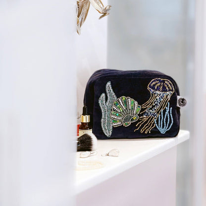 Velvet Beaded Jellyfish Cosmetic Bag