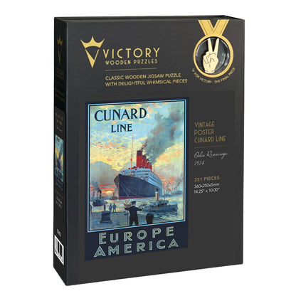 Vintage Poster - Cunard Line - Victory Wooden Puzzles