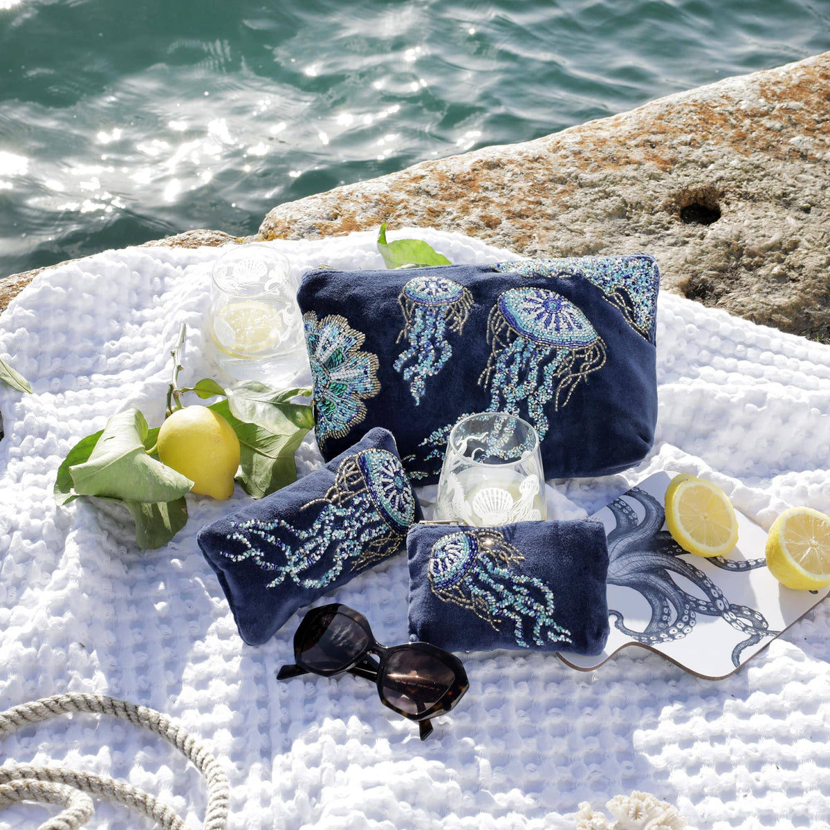 Velvet Beaded Jellyfish Coin Purse