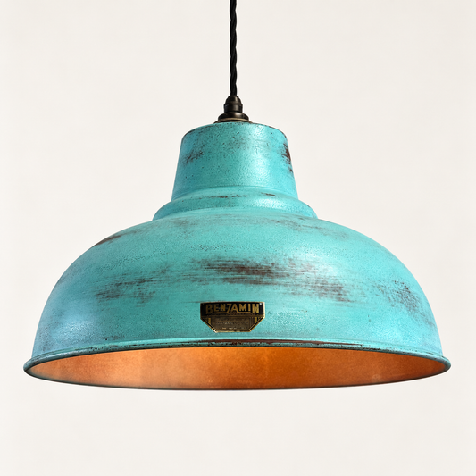 Salthouse XL - Copper Verdigris Patina Industrial Lampshade Pendant Light - 14.5 Inch