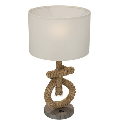 HOMCOM Nautical LED Table Lamp with USB Charging Port, Bedside Desk Lamp for Bedroom, Living Room, Home Office