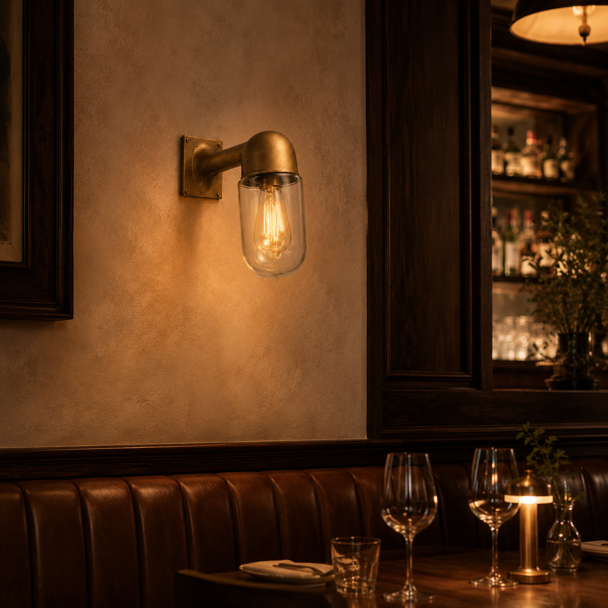 Langham ~ Raw Antique Brass Bulkhead Outdoor & Bathroom Sconce Wall Light | Cast Aluminium  |  Inch