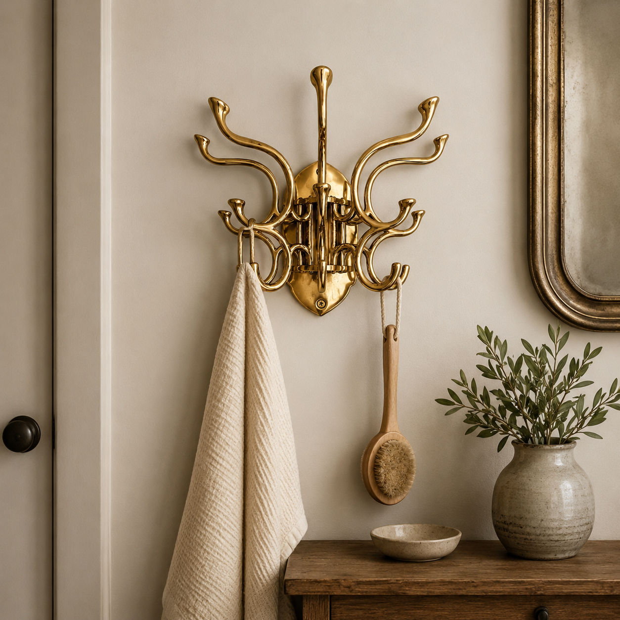Metal Swivel Coat Rack - Polished Chrome Finish - Rustic - Handmade - Vintage Style | Art Deco