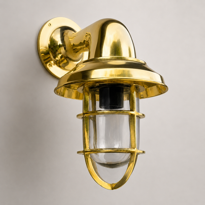 Wells ~ Solid Brass Bulkhead Outdoor & Bathroom Wall Light