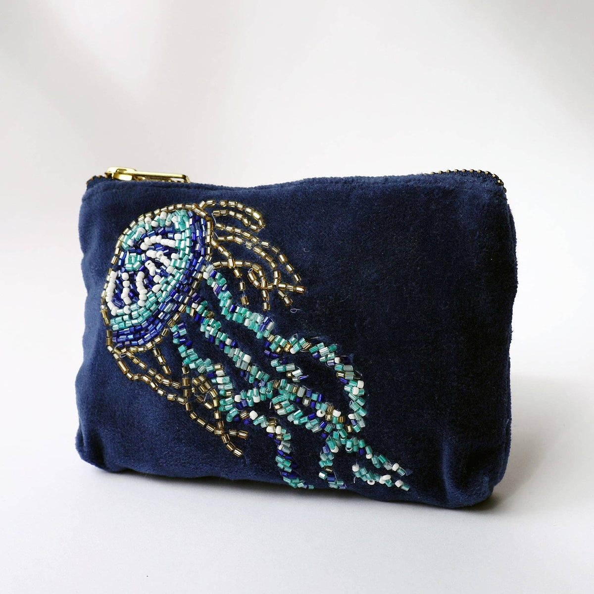 Velvet Beaded Jellyfish Coin Purse