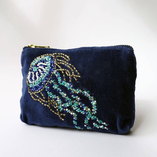 Velvet Beaded Jellyfish Coin Purse