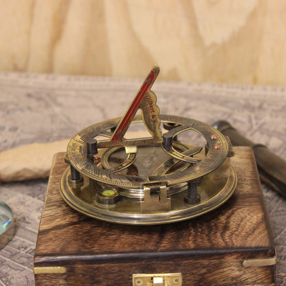 Antique Gilbert and Sons Compass Sundial Copper Dial