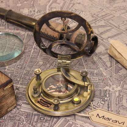 Antique Gilbert and Sons Compass Sundial Copper Dial