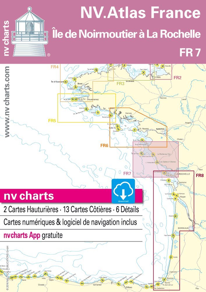 NV. Atlas France 7 Île de Noirmoutier à La Rochelle FR7 Seekarte Papier und digital cover image