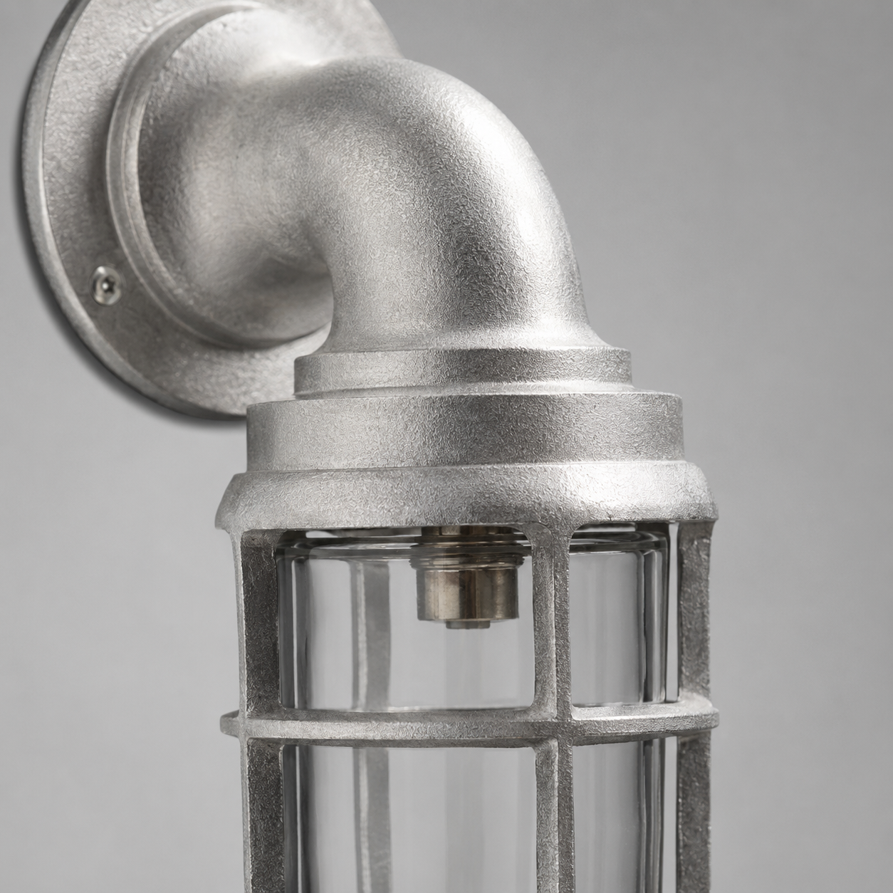 Beachamwell ~ Raw Cast Pewter Bulkhead Outdoor & Bathroom Sconce Wall Light ~ 10.5 Inch