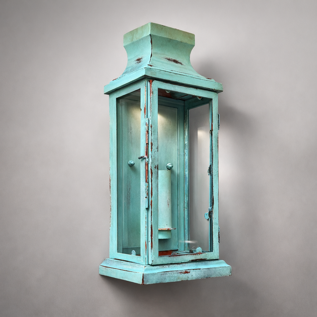 Reedham ~ Verdigris Flush Lantern Wall Sconce Light - Boat-Stuff