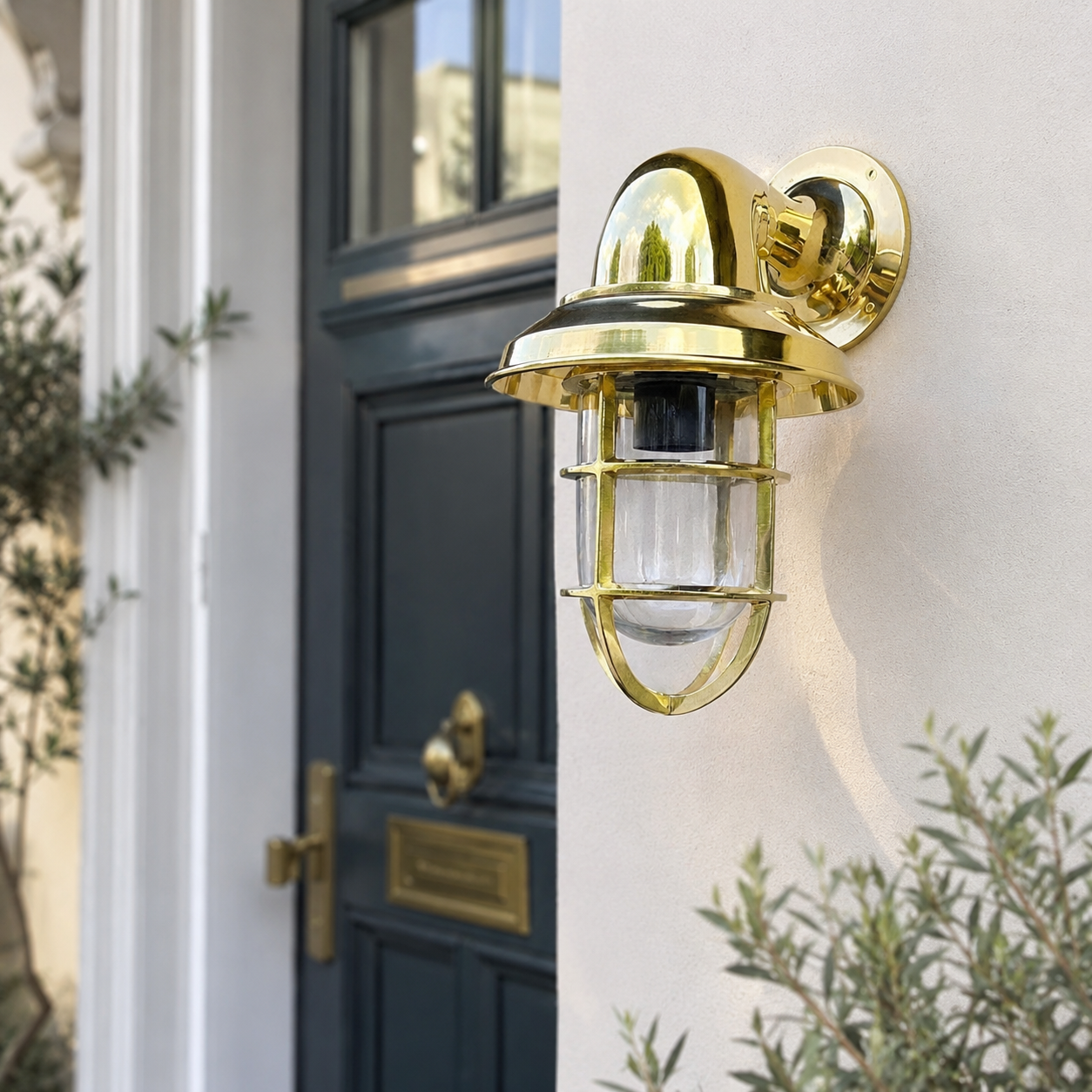 Wells ~ Solid Brass Bulkhead Outdoor & Bathroom Wall Light
