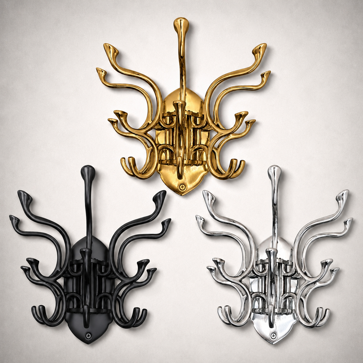 Metal Swivel Coat Rack - Polished Chrome Finish - Rustic - Handmade - Vintage Style | Art Deco