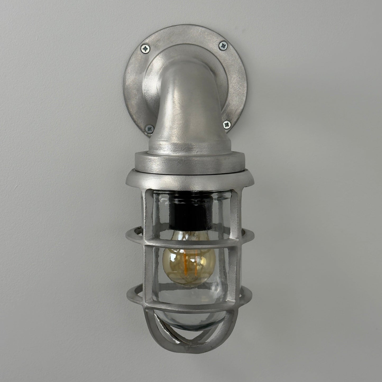 Beachamwell ~ Raw Cast Pewter Bulkhead Outdoor & Bathroom Sconce Wall Light ~ 10.5 Inch