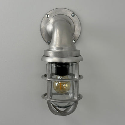 Beachamwell ~ Raw Cast Pewter Bulkhead Outdoor & Bathroom Sconce Wall Light ~ 10.5 Inch